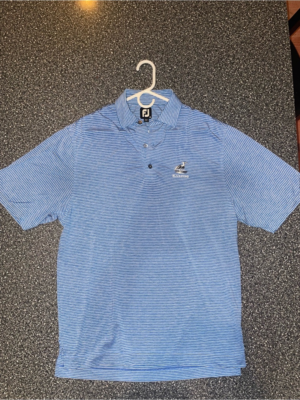 FootJoy Light Blue & White Thin-Striped Golf Polo
